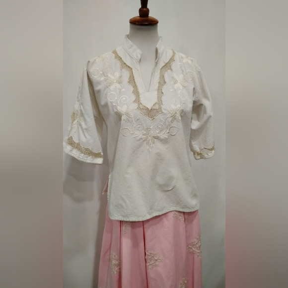 EMBROIDERED COTTON PEASANT BLOUSE - Picture 5 of 7